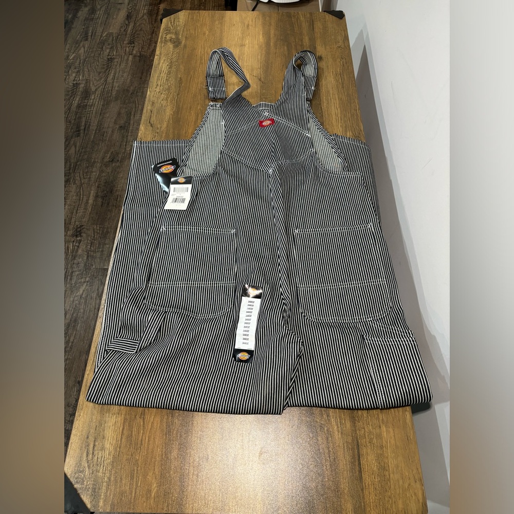 Men's Gray Striped Overalls - Picture 6 of 9
